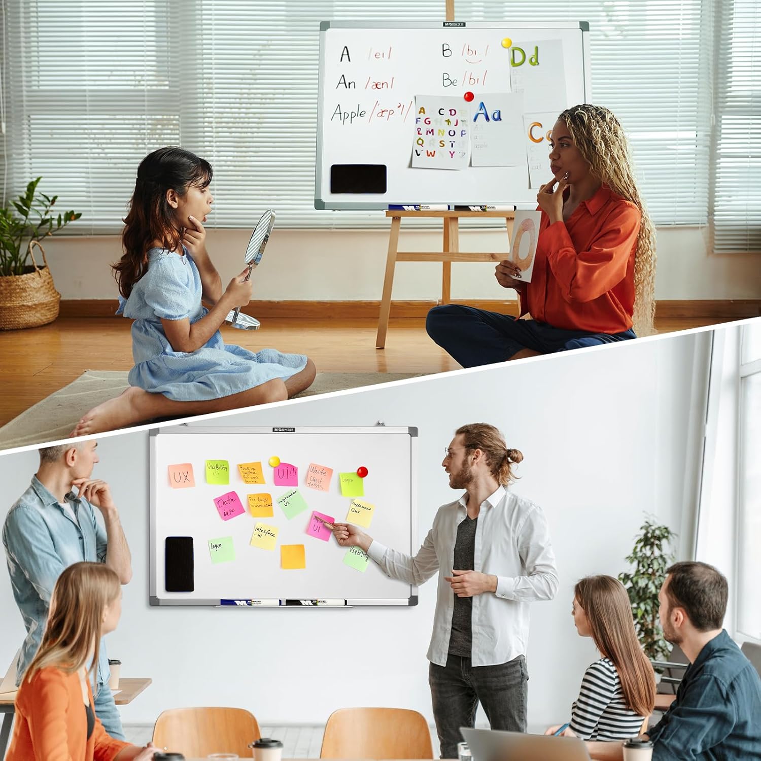 M&G Dry Erase Board Magnetic White Board for Wall, 18” x 12” Small Whiteboard with 2 Markers & 2 Magnets & 1 Eraser, Portable Whiteboard for Planning, Drawing, to Do List, Office Use